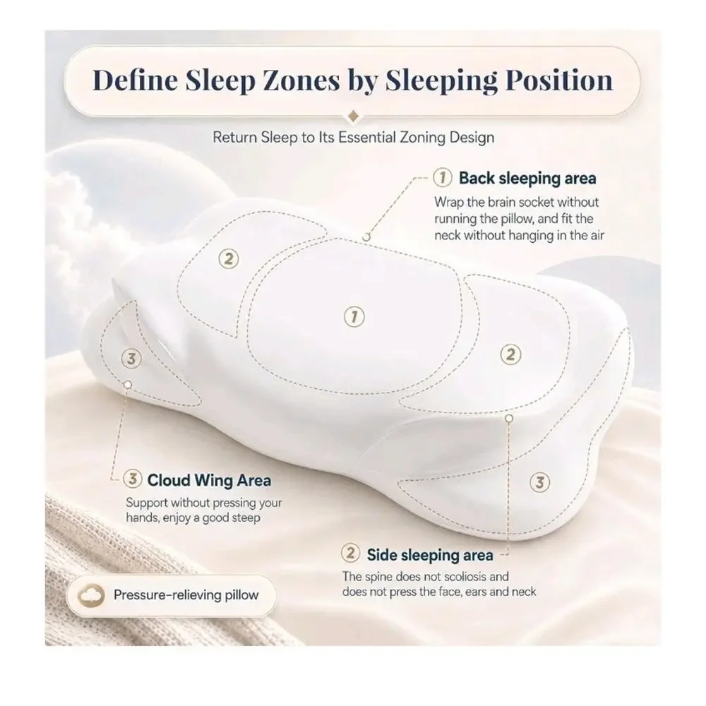 New Cloud Pillow, Ergonomic Memory Foam Pillow, Adjustable Cervical Neck Supp...